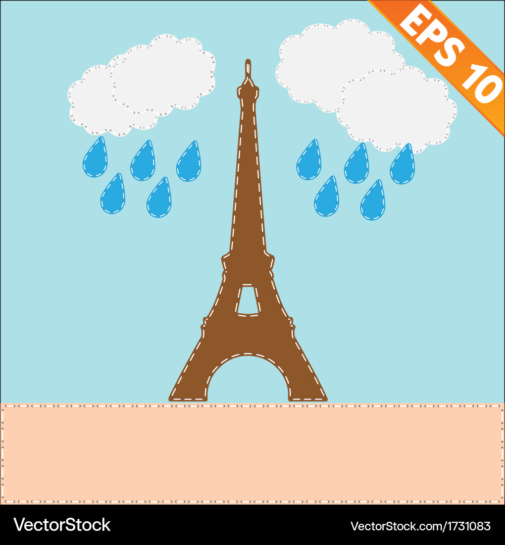 Eiffel tower with stitch style background vector image
