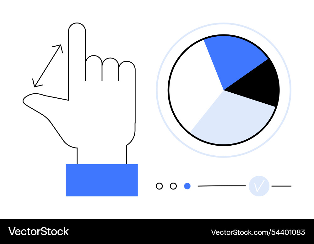 Gesture control interface with pie chart Gesture control interface with pie chart vector image