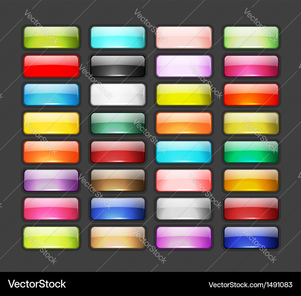 Glossy Button Icon Set vector image
