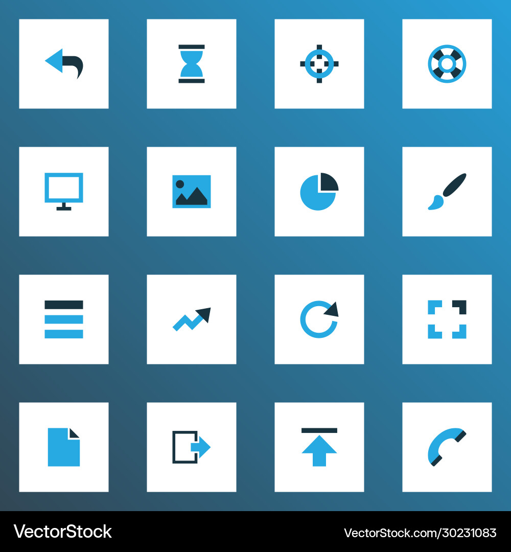 Interface icons colored set with image undo Interface icons colored set with image undo vector image