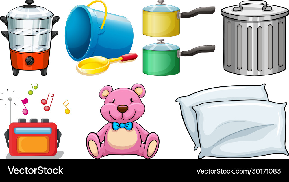 Large set household items on white background Large set household items on white background vector image