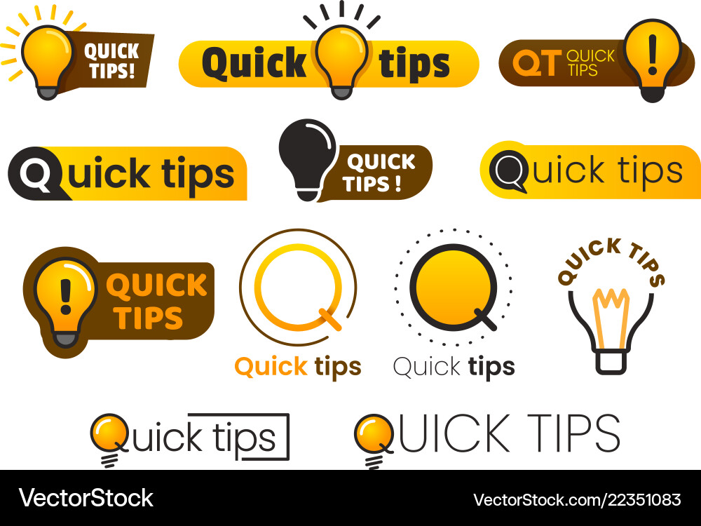 Logo schnelle Tipps gelbes Lichtbogen-Symbol mit Quicks Logo schnelle Tipps gelbes Lichtbogen-Symbol mit Quicks vektorbild