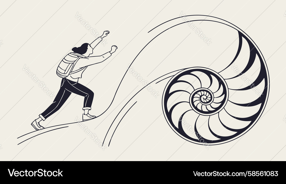 Man Running on Spiral Path Vector Image