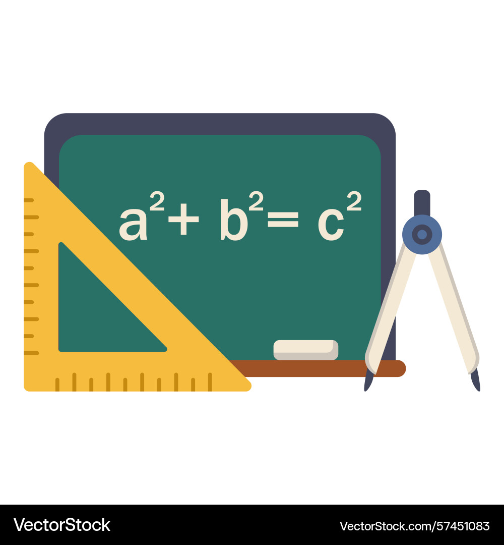Math board with pythagorean theorem geometry Vector Image