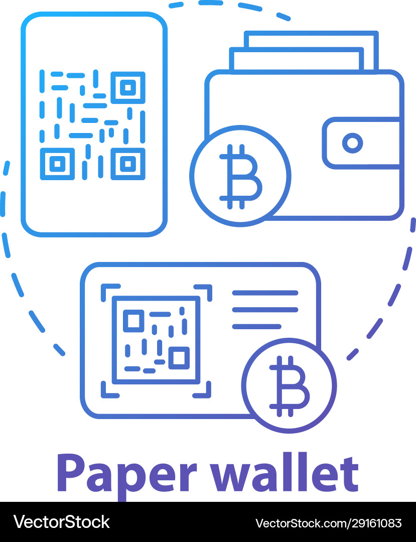 Paper wallet blue concept icon bitcoin offline Paper wallet blue concept icon bitcoin offline vector image