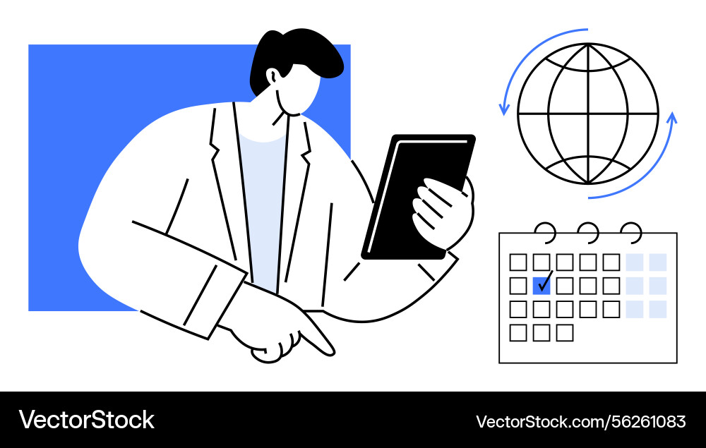 Professional managing global schedule using Professional managing global schedule using Vector Image