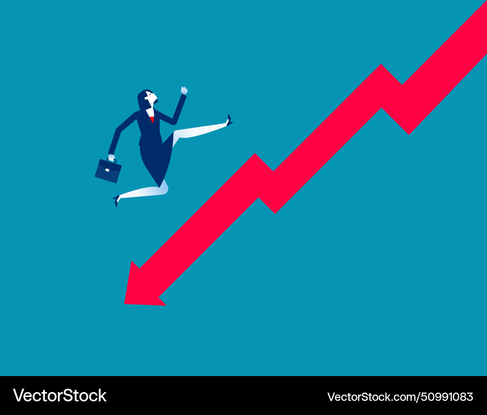 Running part way with falling graph business vector image