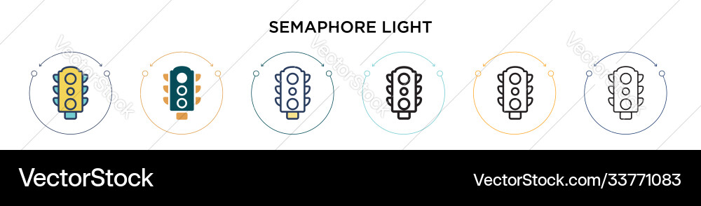 Semaphore light icon in filled thin line outline vector image