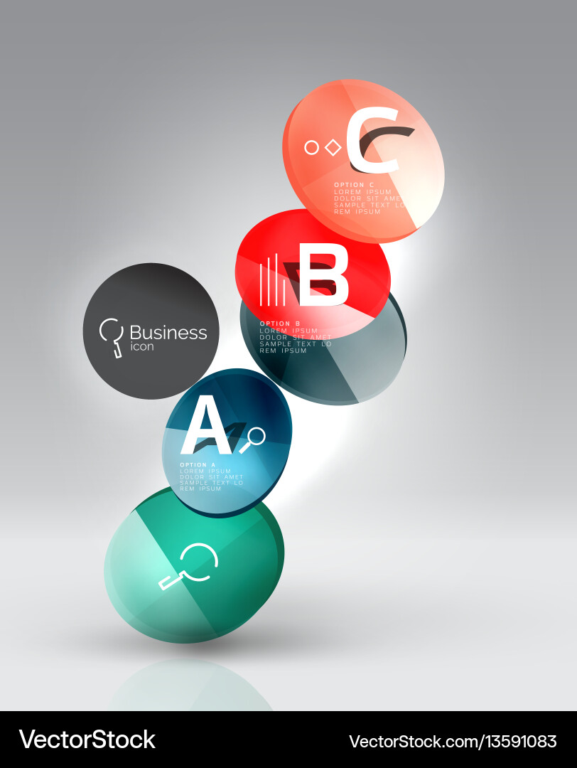 Shiny circles with text in 3d space Vector Image