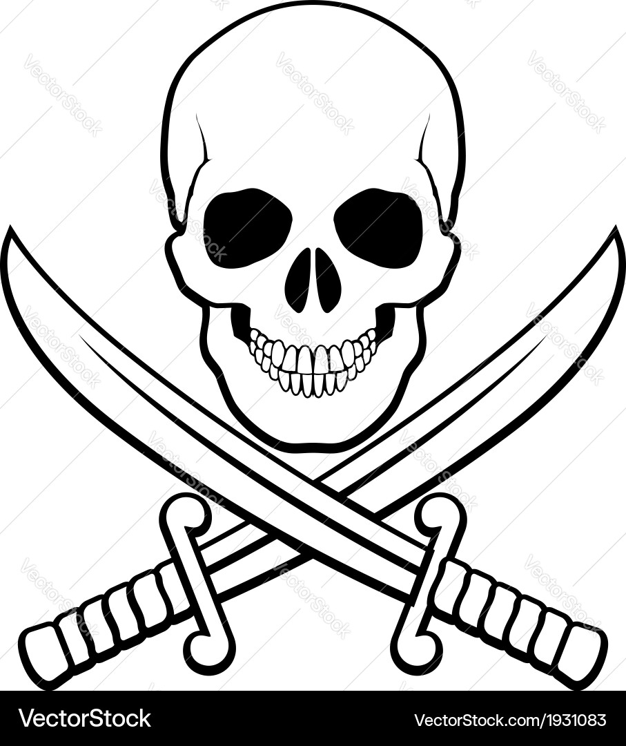 Skull and Crossed Sabers Vector Image