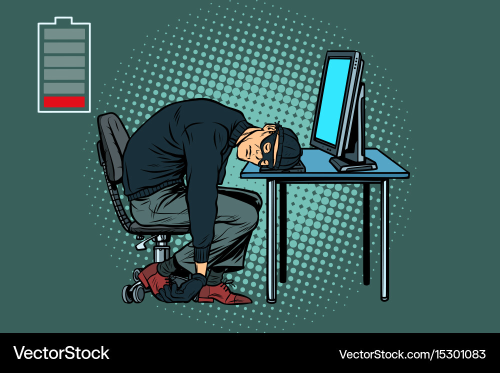 Tired hacker is asleep vector image