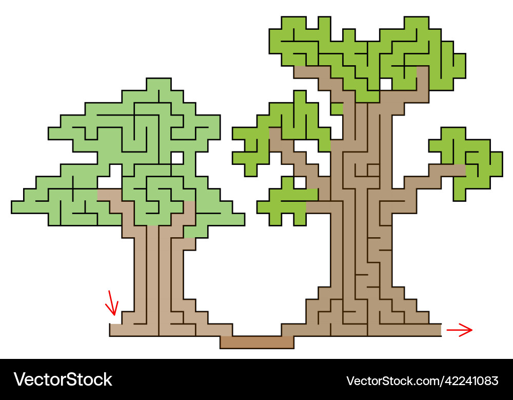 Two pixel tree icons with maze inside simple Two pixel tree icons with maze inside simple vector image