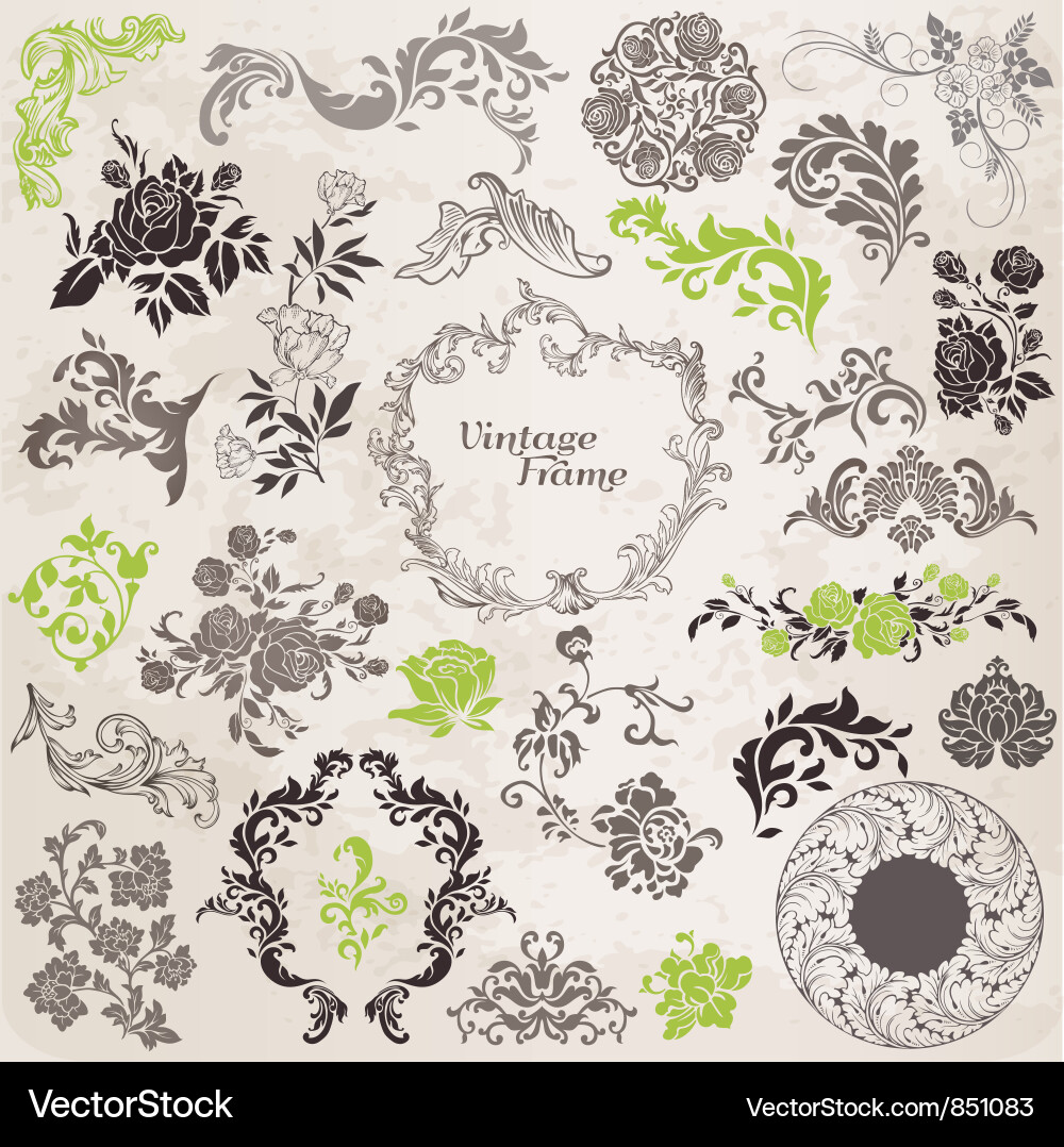 Vintage Floral Frame Set vector image