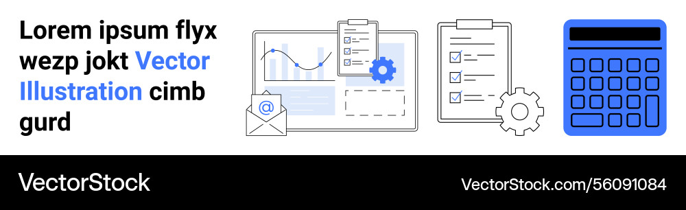 Data analysis tools with calculator charts email Vector Image
