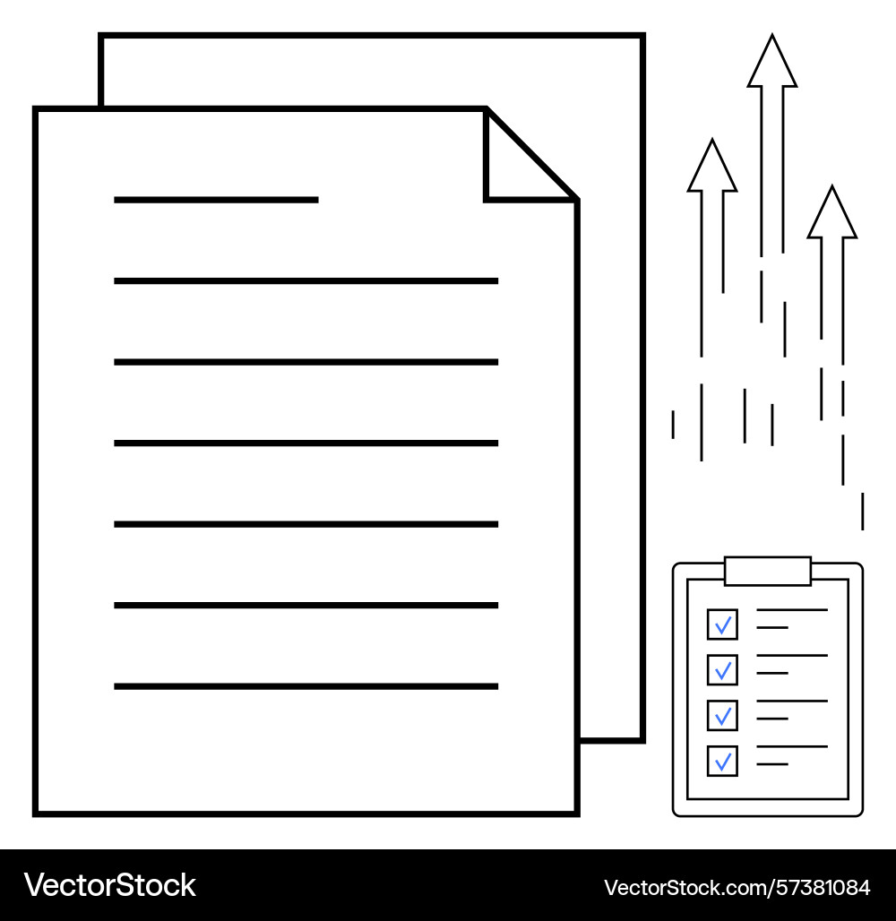 Document progress and checklist with growth arrows Document progress and checklist with growth arrows vector image