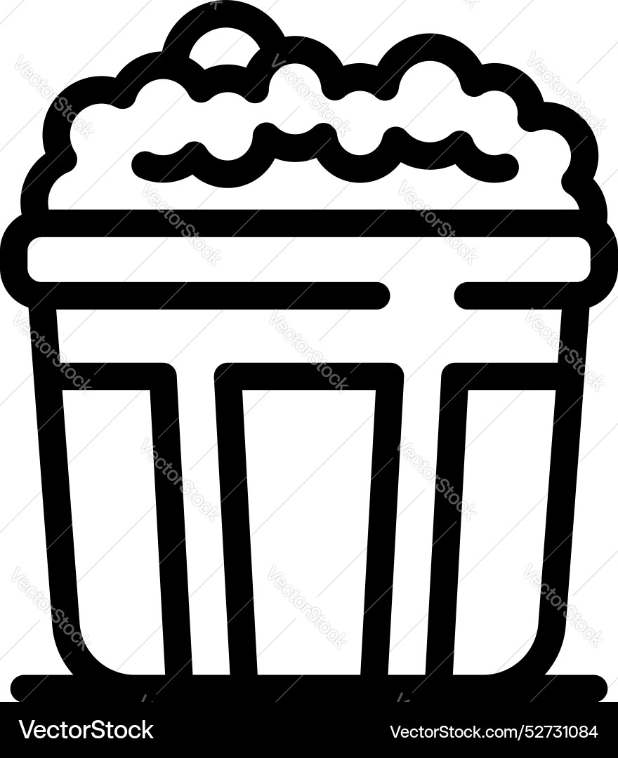 Full popcorn bucket overflowing with kernels icon Full popcorn bucket overflowing with kernels icon vector image