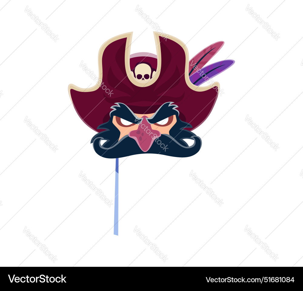 Pirate carnival photo booth mask scowling corsair Pirate carnival photo booth mask scowling corsair Vector Image