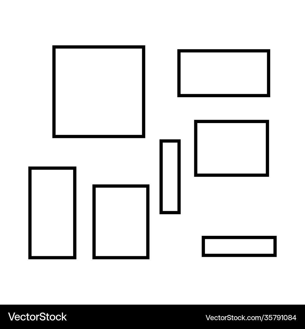 Set empty frame collection outline border vector image