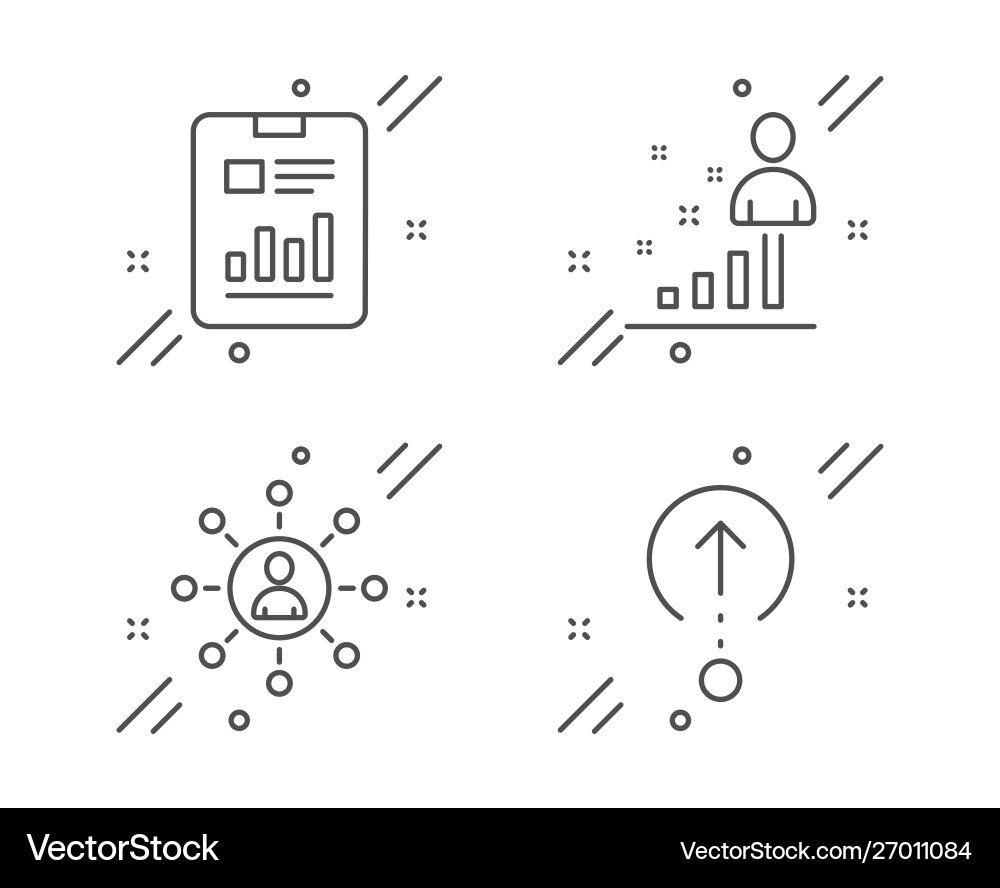 Stats networking and report document icons set Stats networking and report document icons set vector image