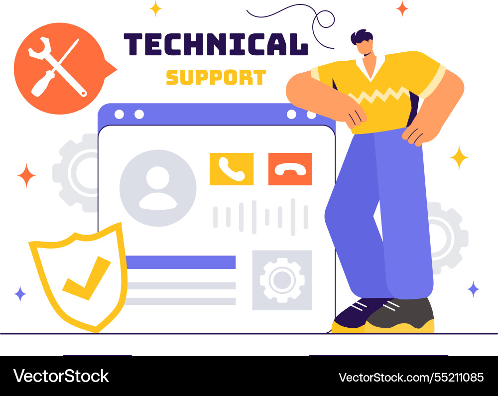 A technical support system featuring software A technical support system featuring software vector image