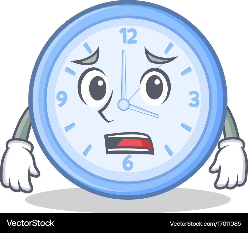 Afraid clock character cartoon style – Royalty-Free Vector | VectorStock, image size:1000x937