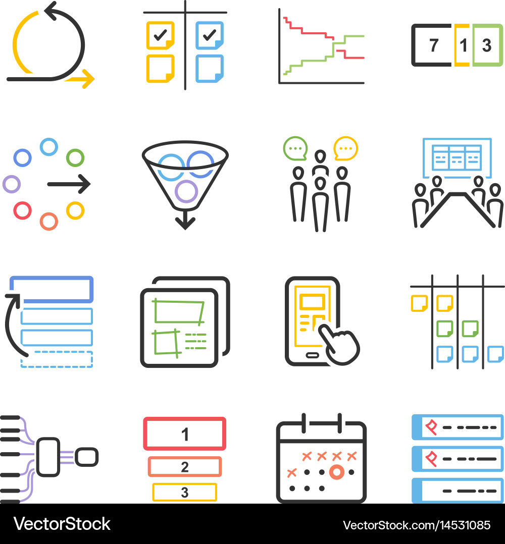 Agile Workflow Icons vector image
