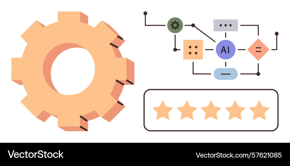 Ai-powered automation gear with decision-making Ai-powered automation gear with decision-making vector image