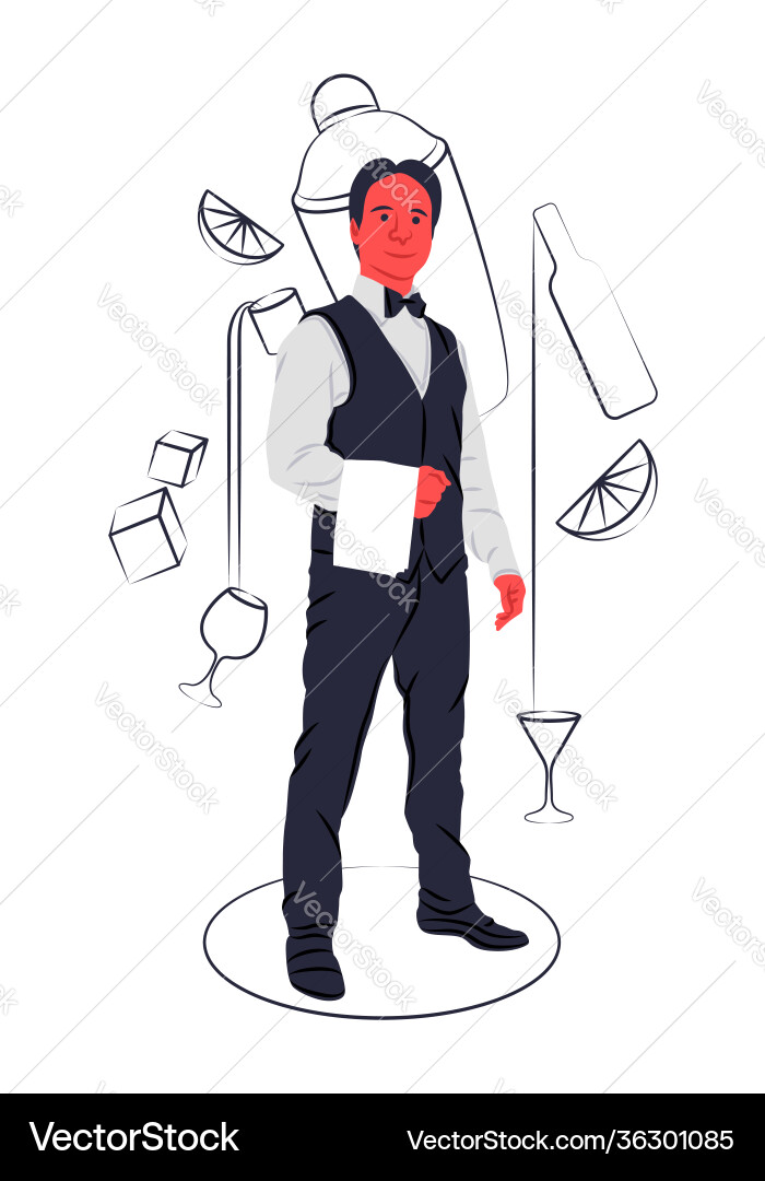Bartender in shadow sharp lines style vector image