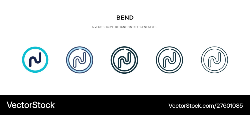 Bend icon in different style two colored vector image