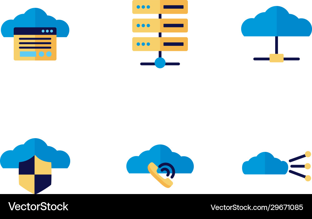 Bundle cloud computing flat style icons Bundle cloud computing flat style icons vector image