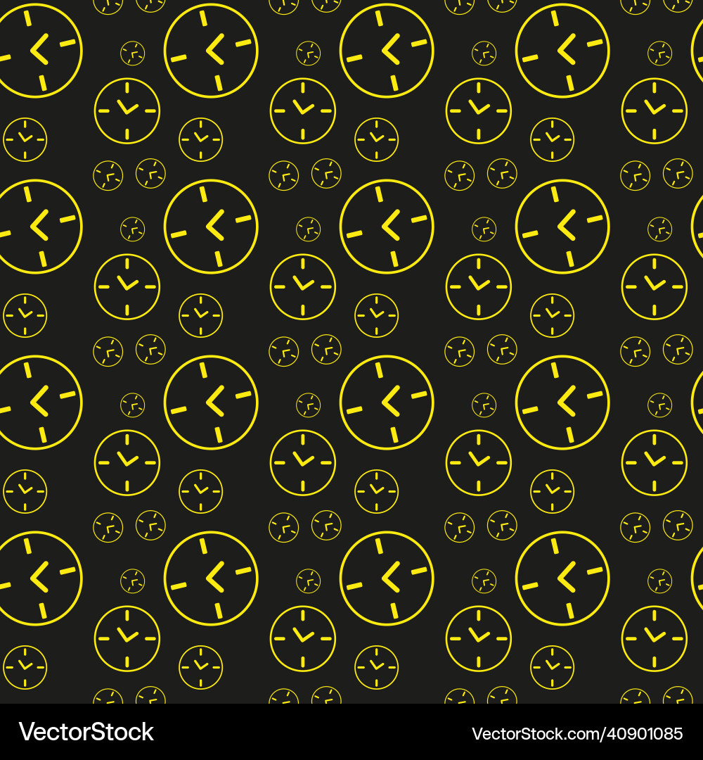 Clock icon seamless pattern on dark background Clock icon seamless pattern on dark background Vector Image