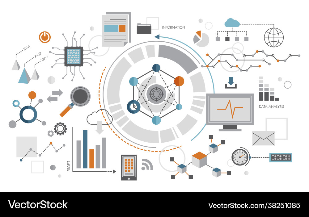 Data analysis graph vector image
