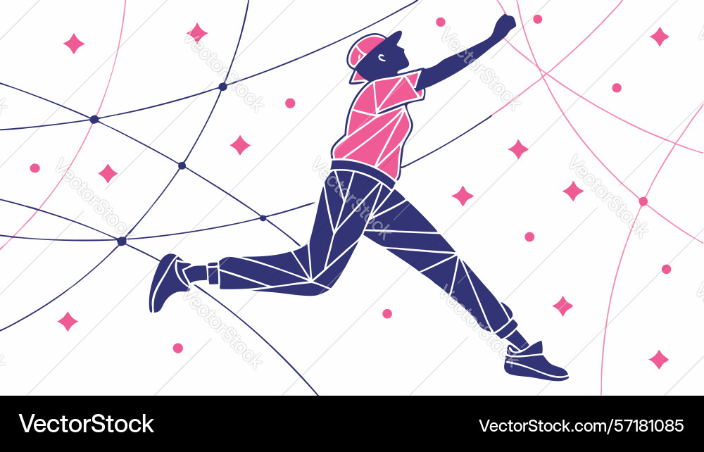Determined man running with abstract speed lines vector image