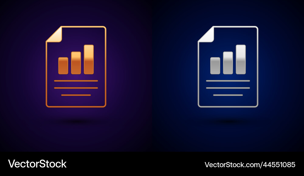 Gold and silver document with graph chart icon Gold and silver document with graph chart icon Vector Image