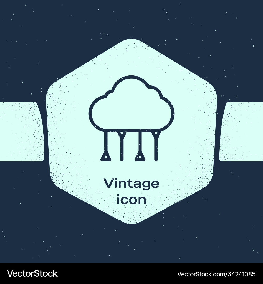 Grunge line network cloud connection icon isolated Grunge line network cloud connection icon isolated vector image