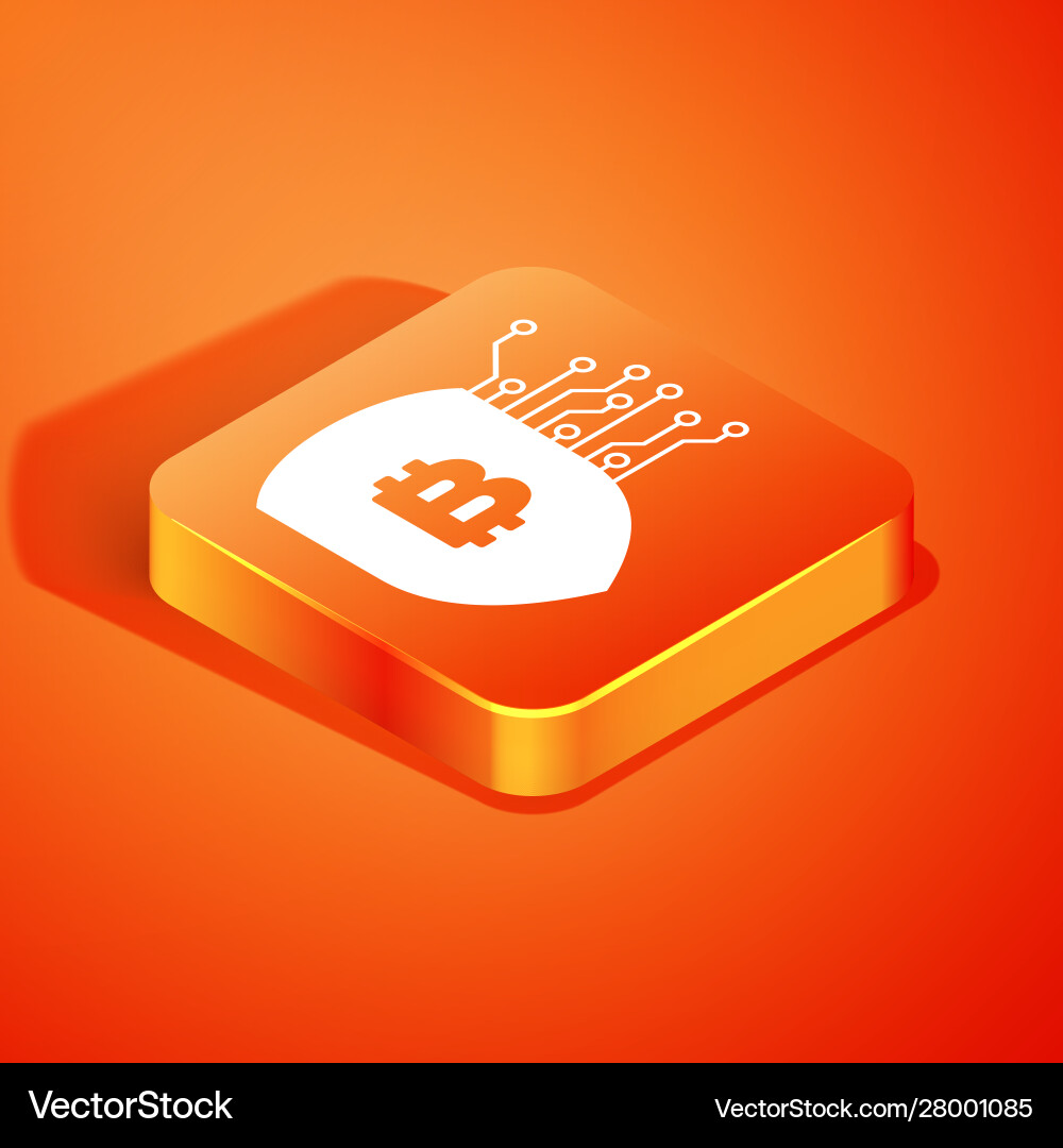 Isometric shield with bitcoin icon isolated Isometric shield with bitcoin icon isolated vector image