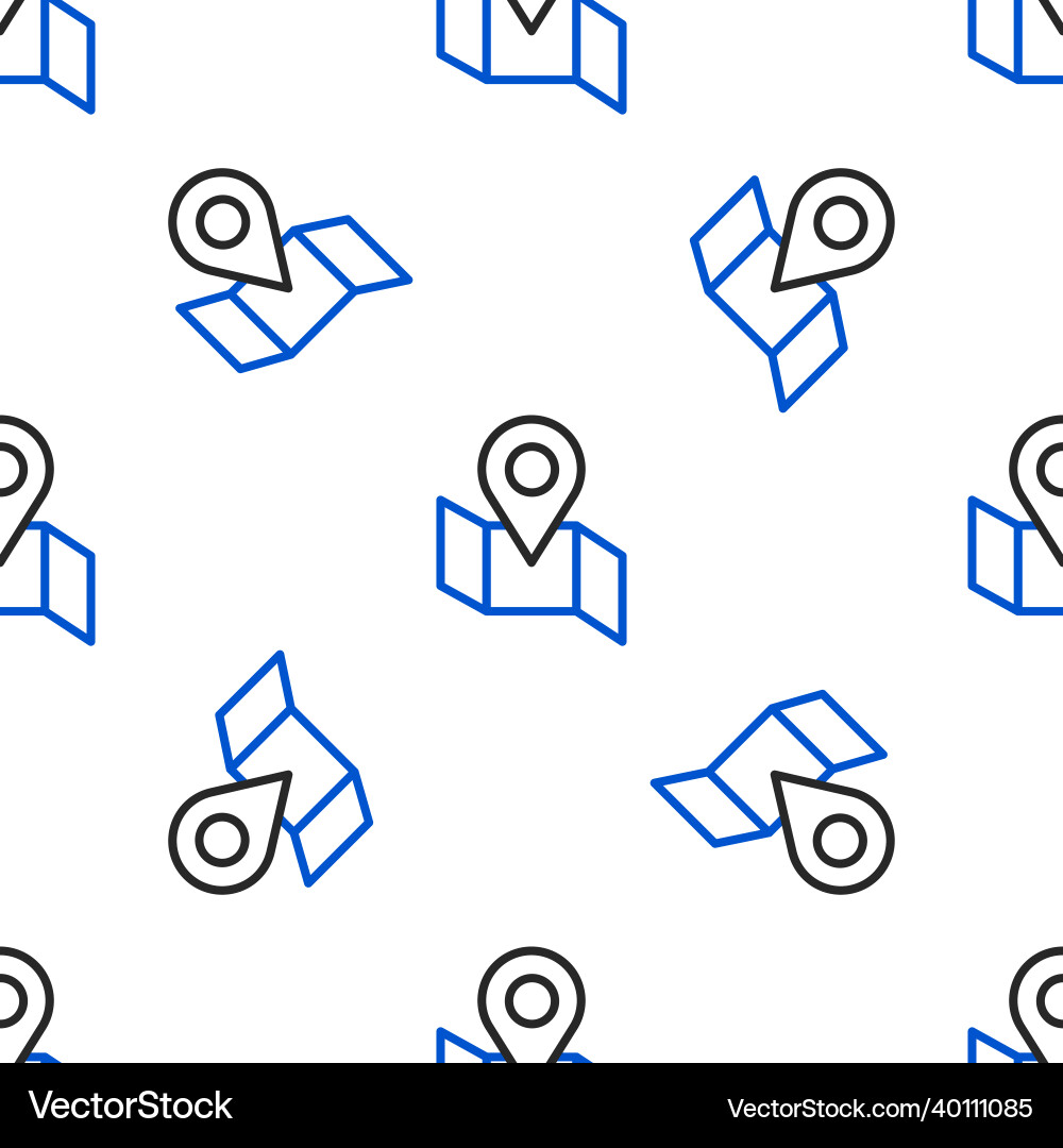 Line folded map with location marker icon isolated Vector Image
