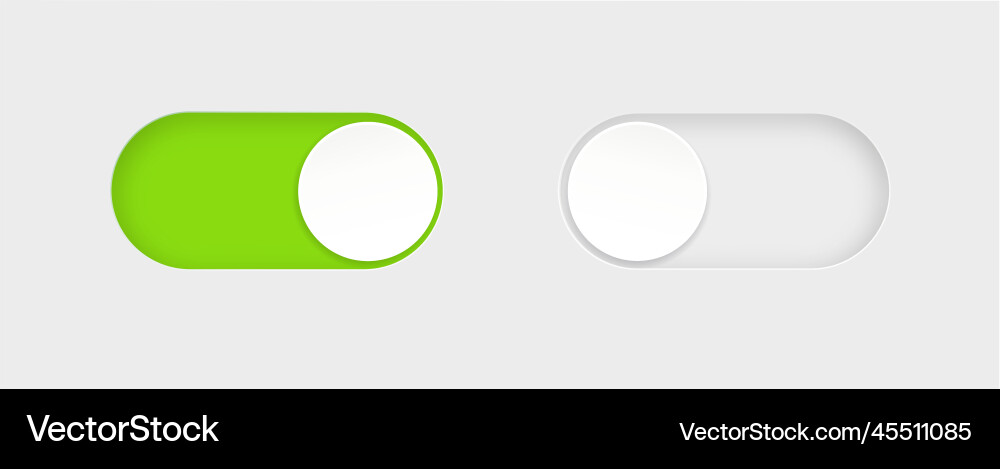 On and off toggle switch buttons material design vector image