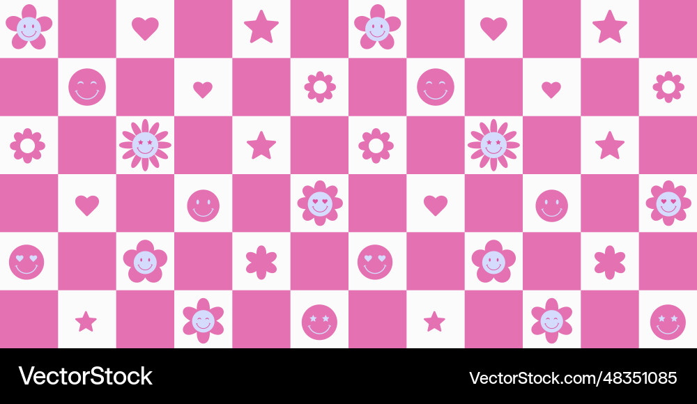 Pink groovy background retro checkered wallpaper Pink groovy background retro checkered wallpaper vector image