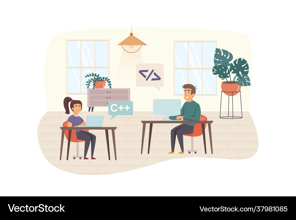 Programmierer testen Software Szene Teamwork Programmierer testen Software Szene Teamwork vektorbild