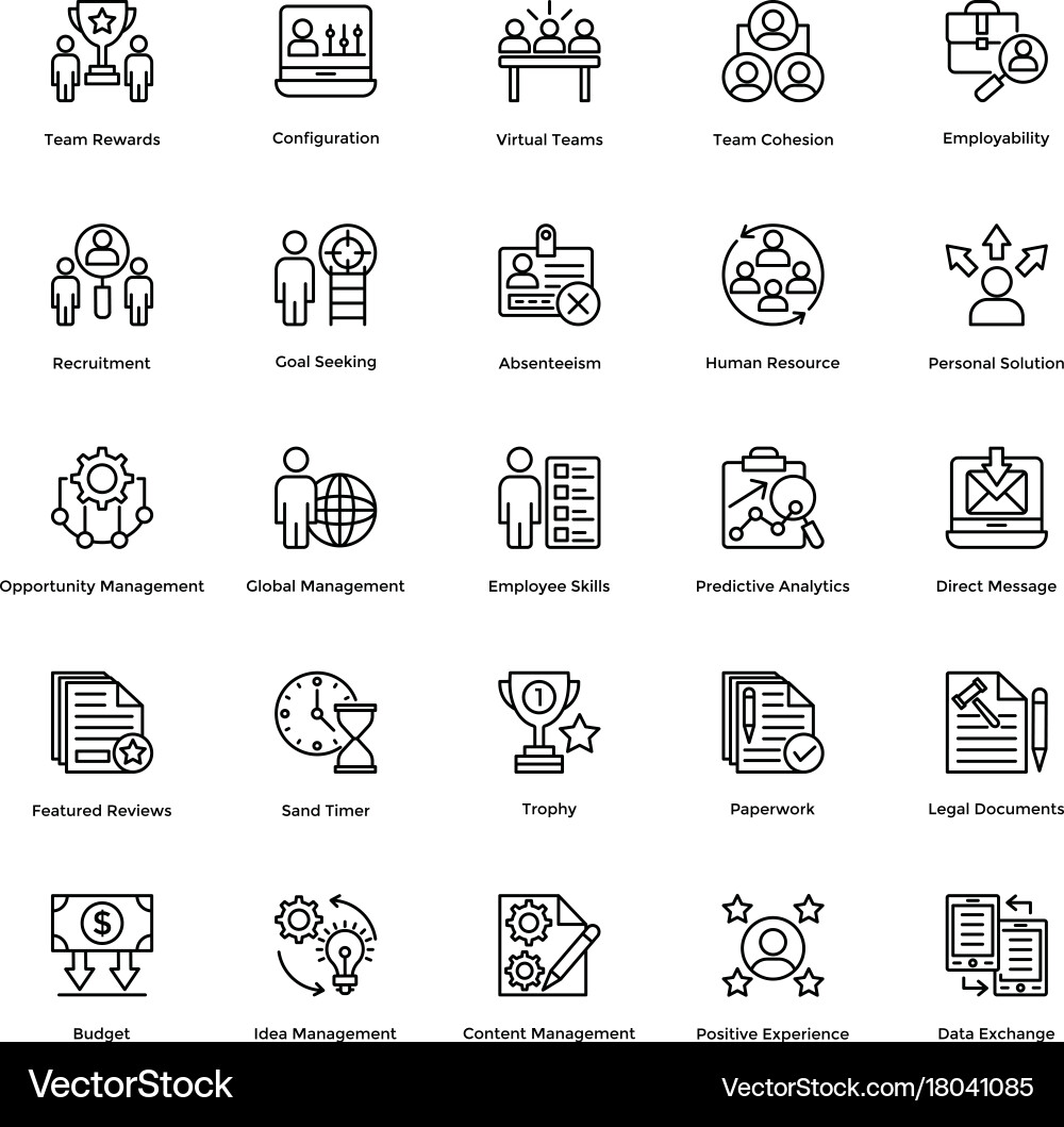 Project Management Line Icons Vector Image