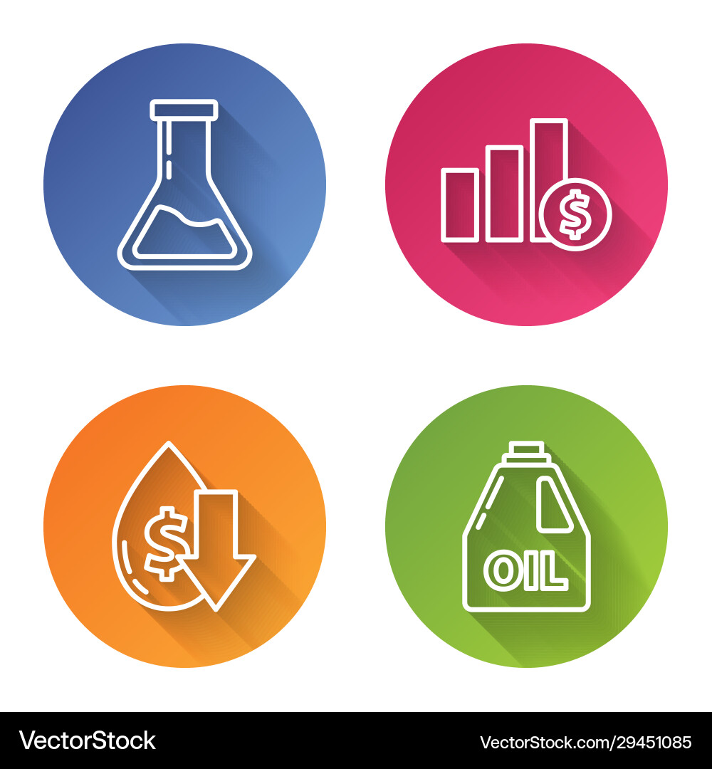 Set line test tube and flask pie chart Vector Image