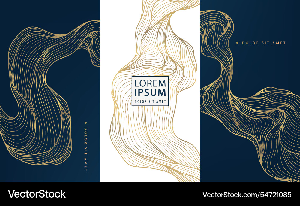 Set of abstract wave golden line patterns Set of abstract wave golden line patterns Vector Image