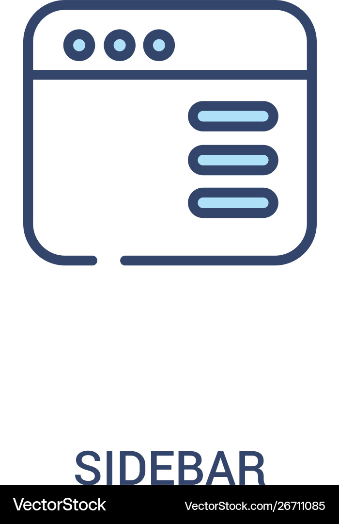 Sidebar concept 2 colored icon simple line Sidebar concept 2 colored icon simple line vector image