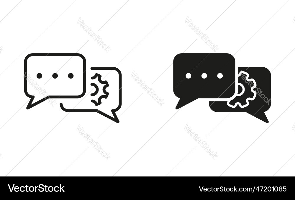 Speech bubble with gear configuration concept line Speech bubble with gear configuration concept line vector image