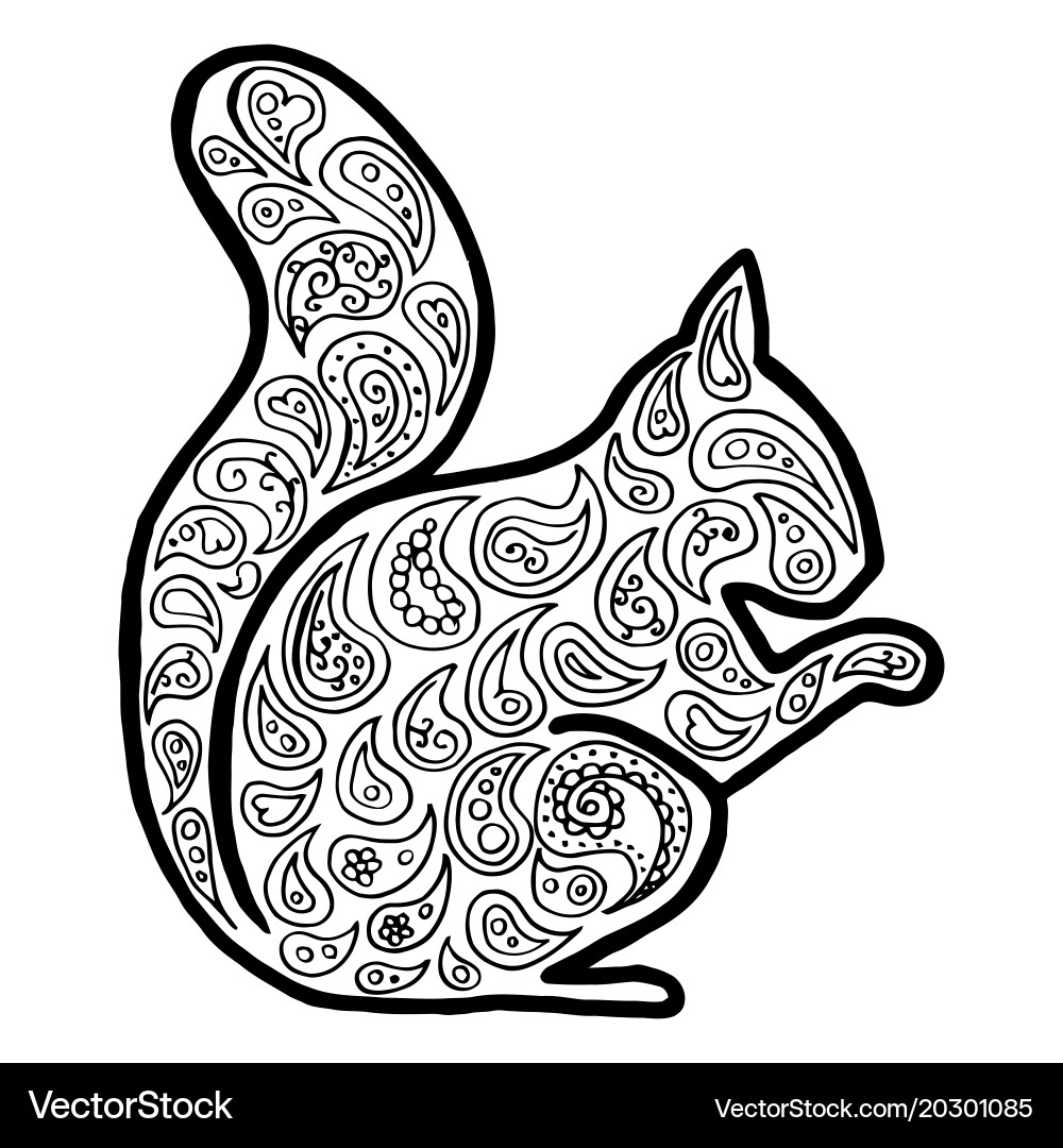 Squirrel tangle pattern vector image