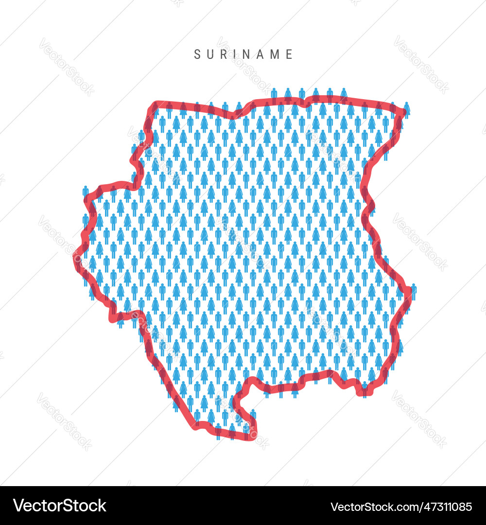Suriname population map stick figures surinamese Suriname population map stick figures surinamese vector image