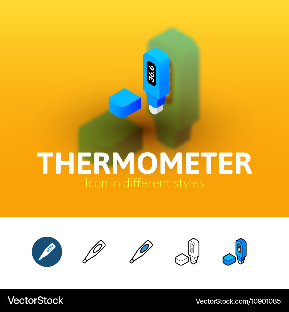 Thermometer icon in different style vector image