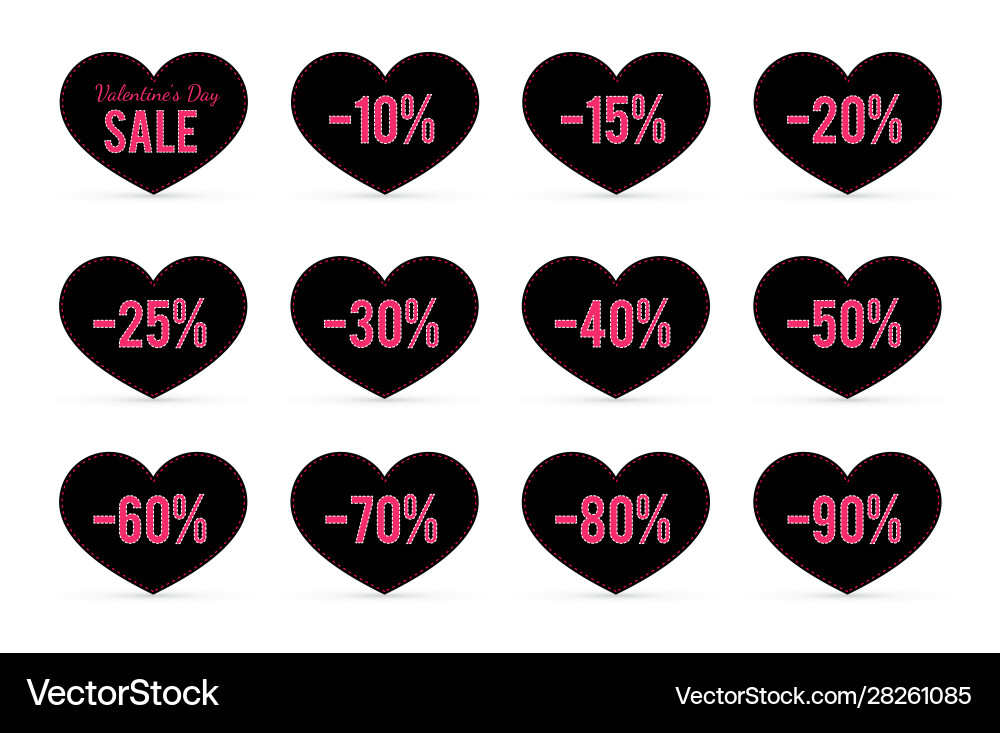 Valentine s day sale tags in shape a heart Valentine s day sale tags in shape a heart Vector Image