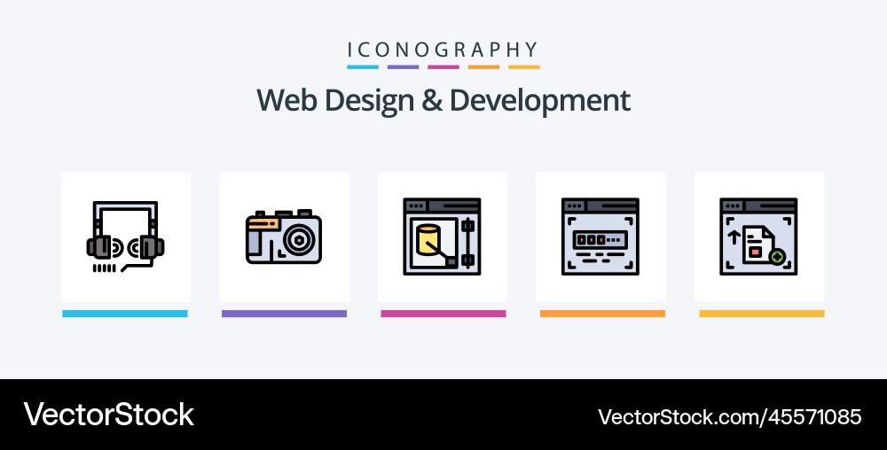 Web design and development line filled 5 icon Vector Image